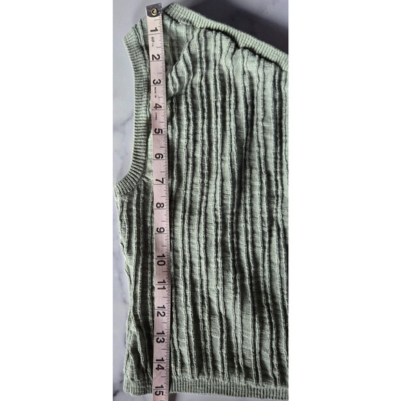 Free People Beach Mary One Shoulder Top Small Green Linen Ribbed Knit Sweater - Picture 8 of 10